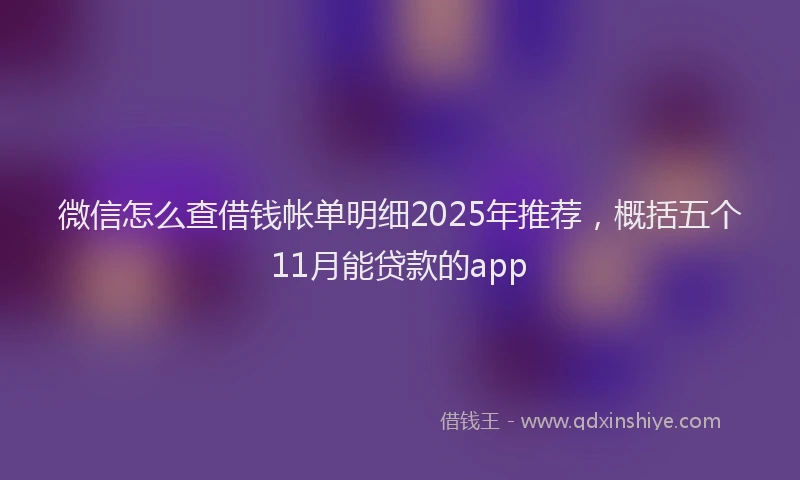 微信怎么查借钱帐单明细2025年推荐，概括五个11月能贷款的app