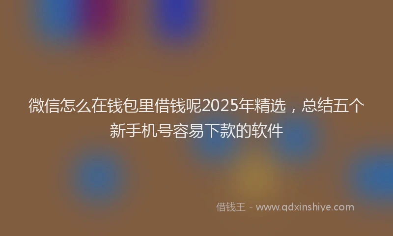 微信怎么在钱包里借钱呢2025年精选，总结五个新手机号容易下款的软件