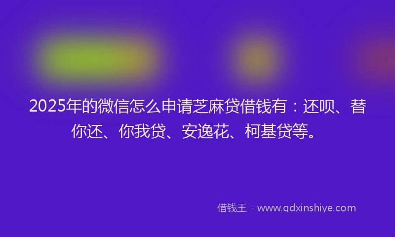 2025年的微信怎么申请芝麻贷借钱有：还呗、替你还、你我贷、安逸花、柯基贷等。
