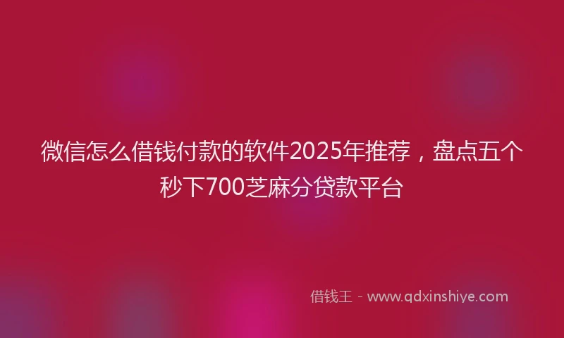 微信怎么借钱付款的软件2025年推荐，盘点五个秒下700芝麻分贷款平台