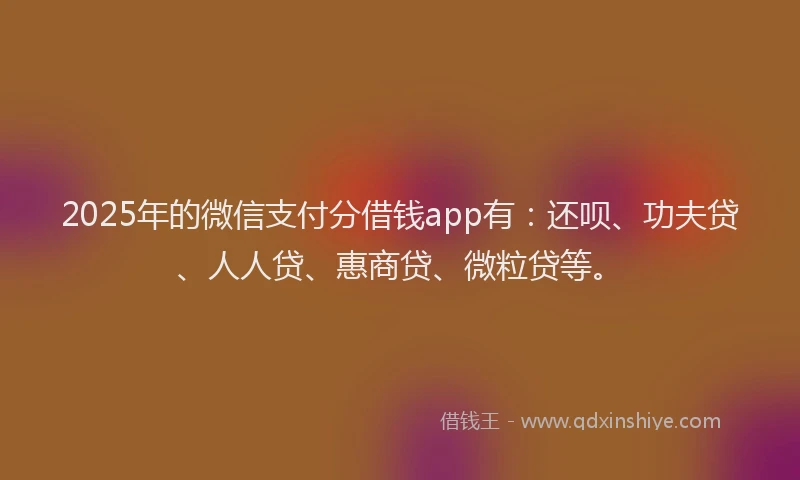 2025年的微信支付分借钱app有：还呗、功夫贷、人人贷、惠商贷、微粒贷等。