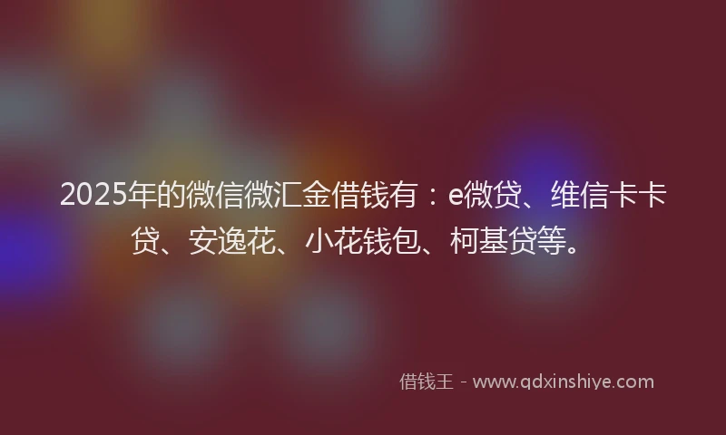 2025年的微信微汇金借钱有：e微贷、维信卡卡贷、安逸花、小花钱包、柯基贷等。