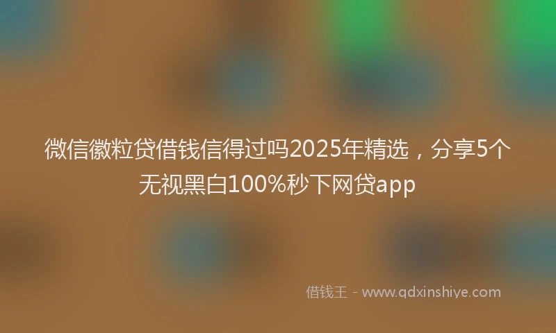 微信徽粒贷借钱信得过吗2025年精选，分享5个无视黑白100%秒下网贷app