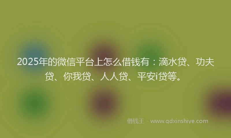 2025年的微信平台上怎么借钱有：滴水贷、功夫贷、你我贷、人人贷、平安i贷等。