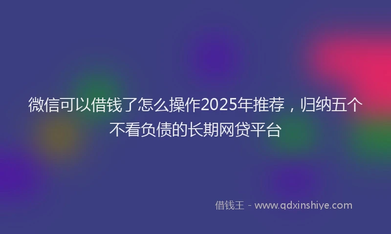 微信可以借钱了怎么操作2025年推荐，归纳五个不看负债的长期网贷平台
