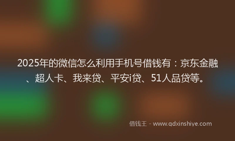 2025年的微信怎么利用手机号借钱有：京东金融、超人卡、我来贷、平安i贷、51人品贷等。