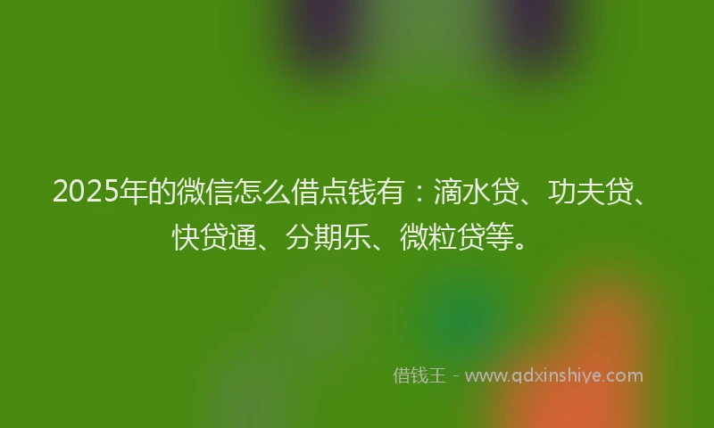 2025年的微信怎么借点钱有：滴水贷、功夫贷、快贷通、分期乐、微粒贷等。