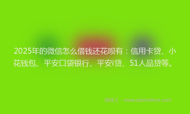 2025年的微信怎么借钱还花呗有：信用卡贷、小花钱包、平安口袋银行、平安i贷、51人品贷等。