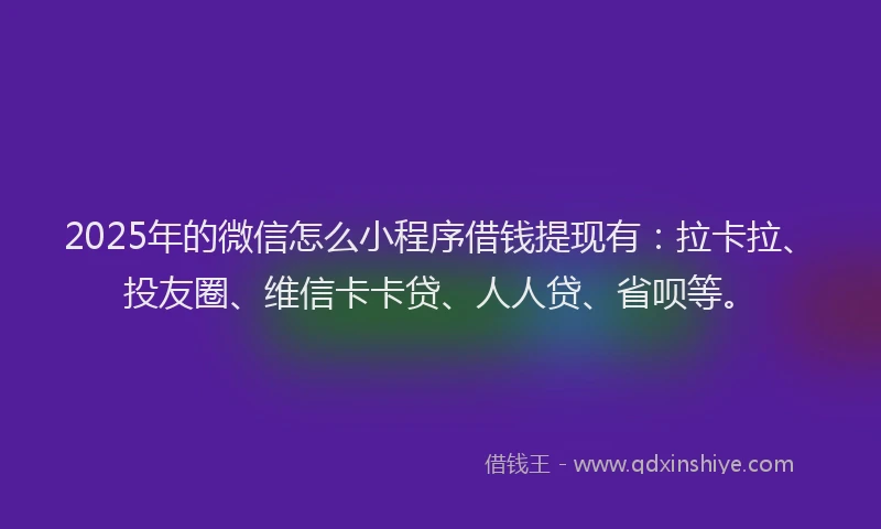 2025年的微信怎么小程序借钱提现有：拉卡拉、投友圈、维信卡卡贷、人人贷、省呗等。