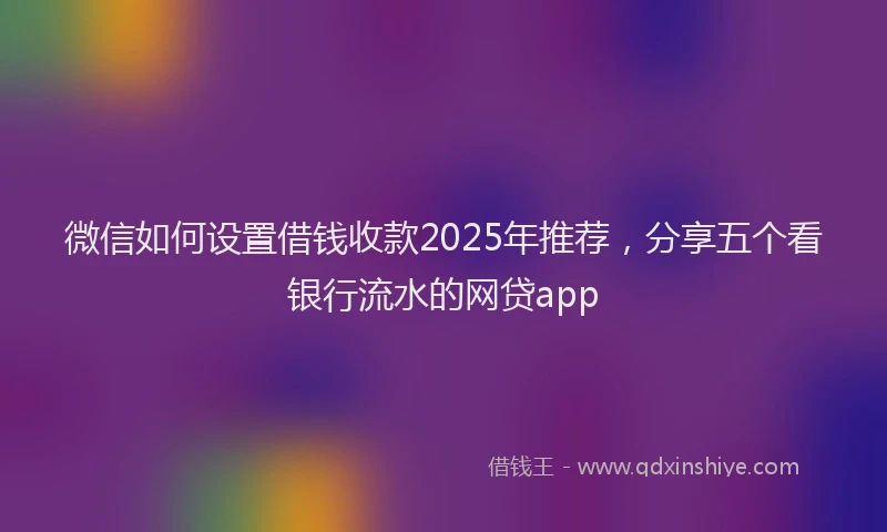 微信如何设置借钱收款2025年推荐，分享五个看银行流水的网贷app