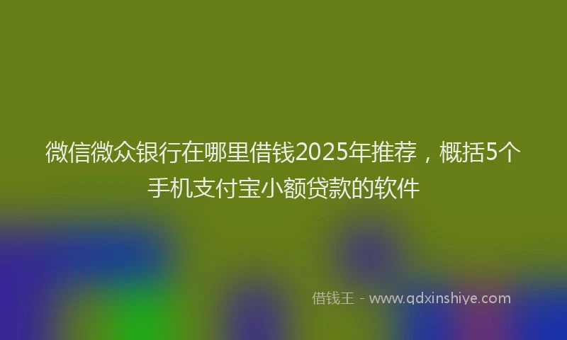 微信微众银行在哪里借钱2025年推荐，概括5个手机支付宝小额贷款的软件