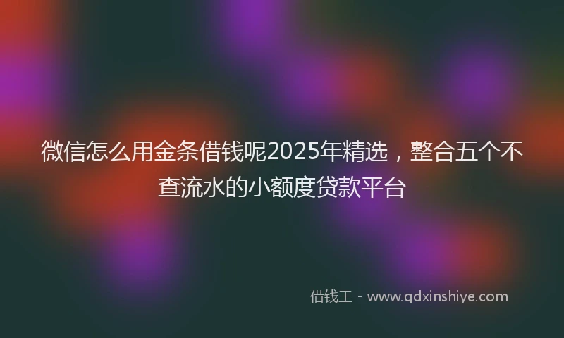 微信怎么用金条借钱呢2025年精选，整合五个不查流水的小额度贷款平台