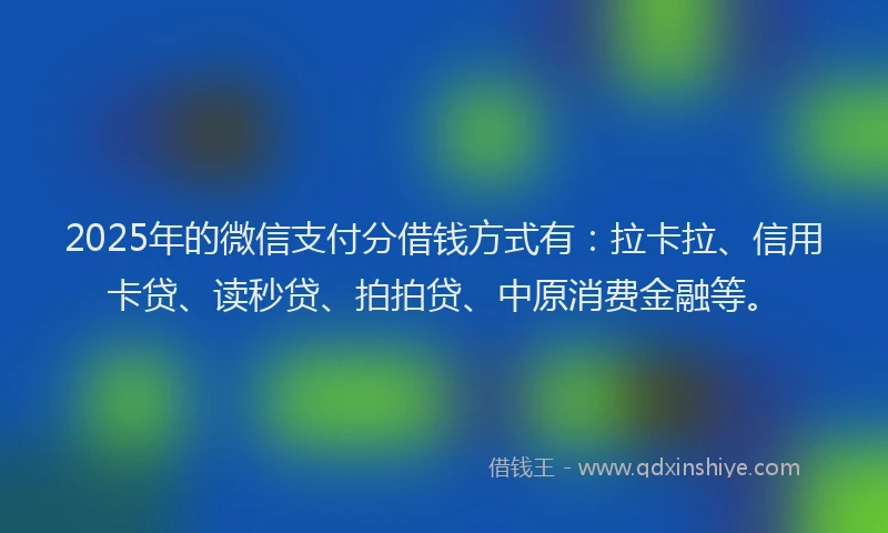 2025年的微信支付分借钱方式有：拉卡拉、信用卡贷、读秒贷、拍拍贷、中原消费金融等。