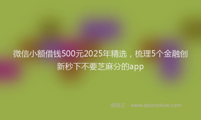 微信小额借钱500元2025年精选，梳理5个金融创新秒下不要芝麻分的app