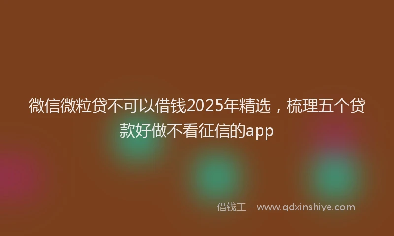 微信微粒贷不可以借钱2025年精选，梳理五个贷款好做不看征信的app