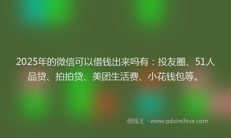 2025年的微信可以借钱出来吗有：投友圈、51人品贷、拍拍贷、美团生活费、小花钱包等。