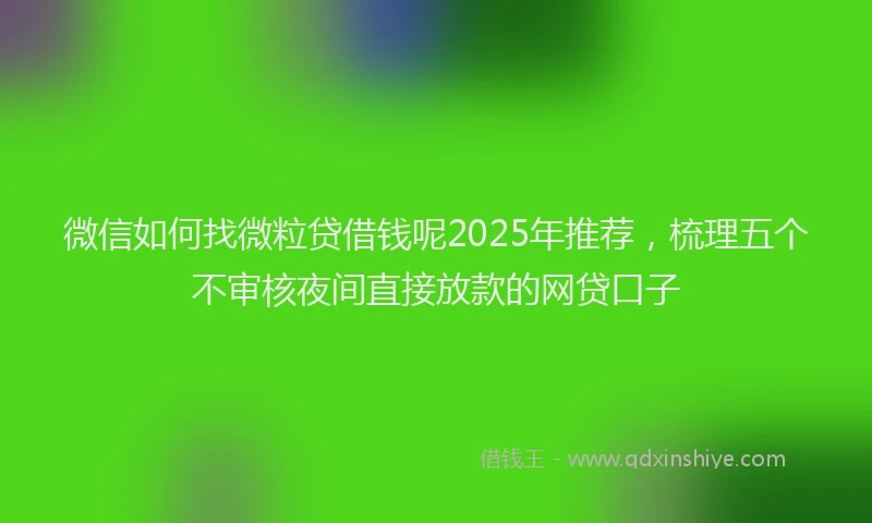 微信如何找微粒贷借钱呢2025年推荐，梳理五个不审核夜间直接放款的网贷口子