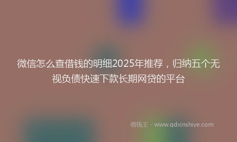微信怎么查借钱的明细2025年推荐，归纳五个无视负债快速下款长期网贷的平台