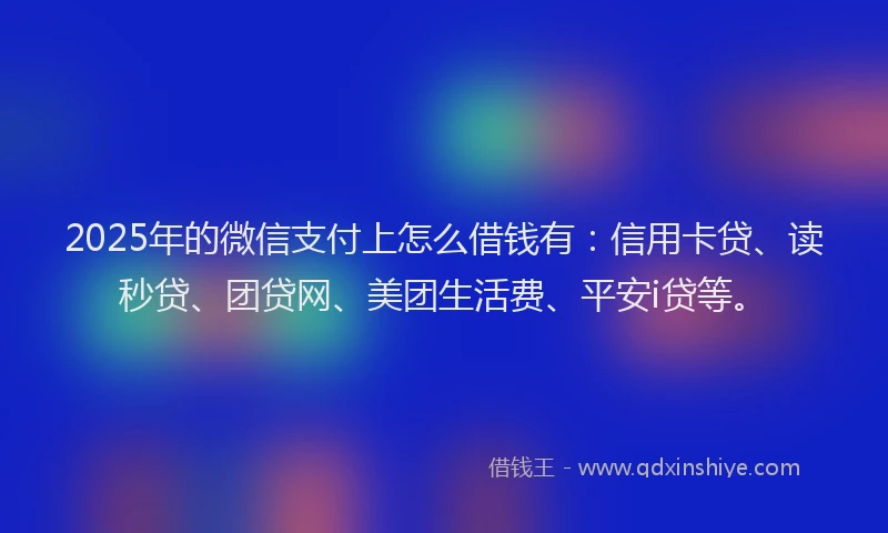 2025年的微信支付上怎么借钱有：信用卡贷、读秒贷、团贷网、美团生活费、平安i贷等。