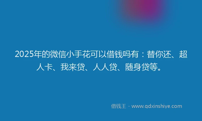 2025年的微信小手花可以借钱吗有：替你还、超人卡、我来贷、人人贷、随身贷等。