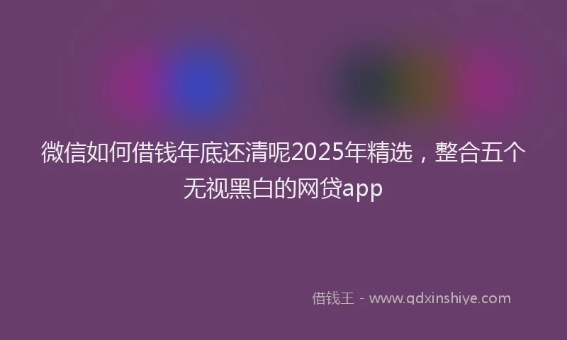 微信如何借钱年底还清呢2025年精选，整合五个无视黑白的网贷app