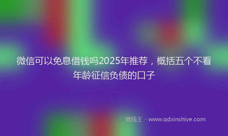 微信可以免息借钱吗2025年推荐，概括五个不看年龄征信负债的口子