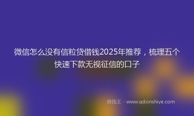 微信怎么没有信粒贷借钱2025年推荐，梳理五个快速下款无视征信的口子