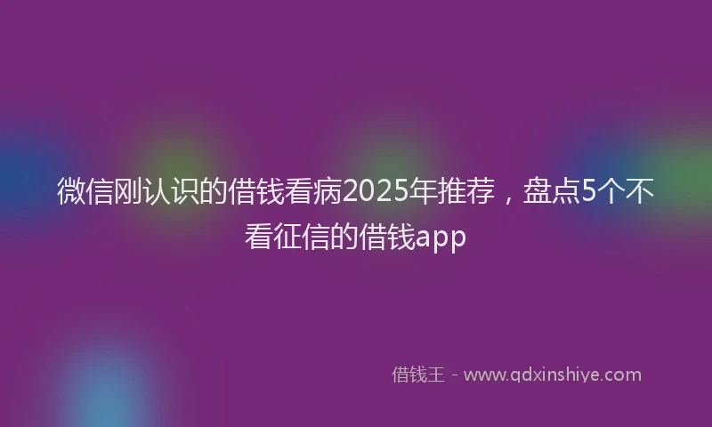 微信刚认识的借钱看病2025年推荐，盘点5个不看征信的借钱app