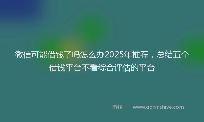 微信可能借钱了吗怎么办2025年推荐，总结五个借钱平台不看综合评估的平台