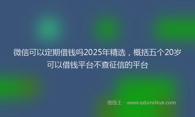 微信可以定期借钱吗2025年精选，概括五个20岁可以借钱平台不查征信的平台