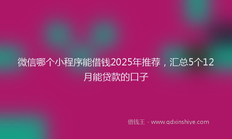 微信哪个小程序能借钱2025年推荐，汇总5个12月能贷款的口子