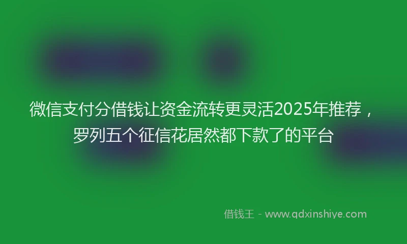 微信支付分借钱让资金流转更灵活2025年推荐，罗列五个征信花居然都下款了的平台