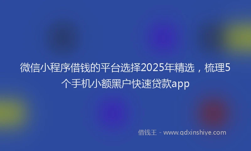 微信小程序借钱的平台选择2025年精选，梳理5个手机小额黑户快速贷款app