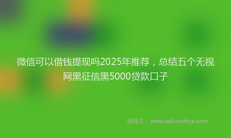 微信可以借钱提现吗2025年推荐，总结五个无视网黑征信黑5000贷款口子