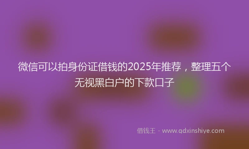 微信可以拍身份证借钱的2025年推荐，整理五个无视黑白户的下款口子