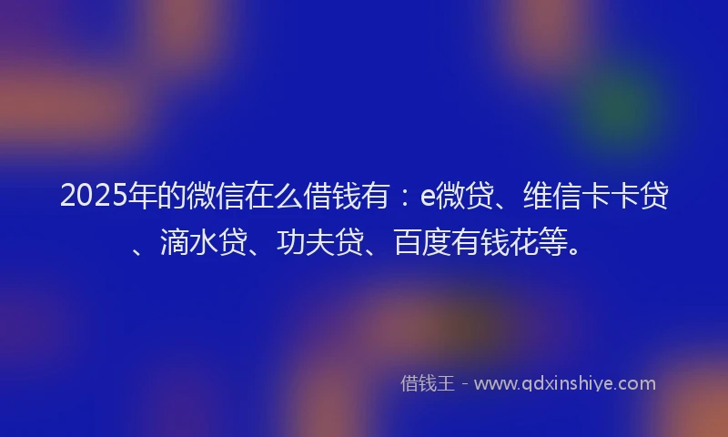 2025年的微信在么借钱有：e微贷、维信卡卡贷、滴水贷、功夫贷、百度有钱花等。