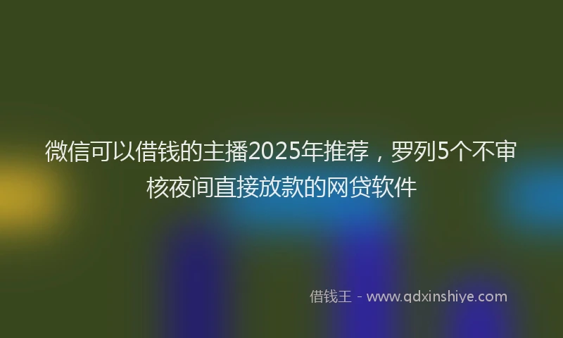 微信可以借钱的主播2025年推荐，罗列5个不审核夜间直接放款的网贷软件