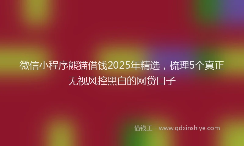 微信小程序熊猫借钱2025年精选，梳理5个真正无视风控黑白的网贷口子