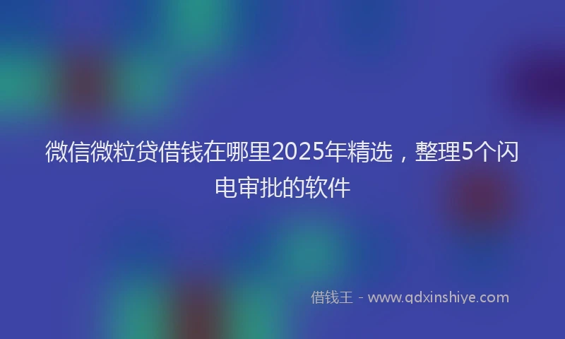 微信微粒贷借钱在哪里2025年精选，整理5个闪电审批的软件