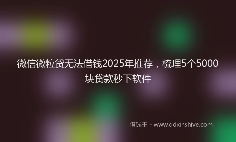 微信微粒贷无法借钱2025年推荐，梳理5个5000块贷款秒下软件