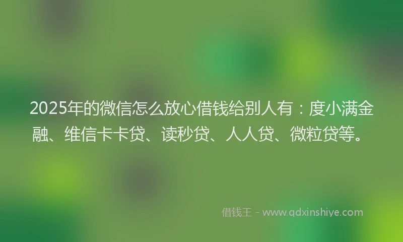 2025年的微信怎么放心借钱给别人有：度小满金融、维信卡卡贷、读秒贷、人人贷、微粒贷等。