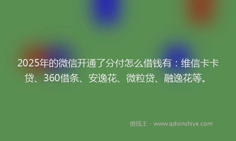 2025年的微信开通了分付怎么借钱有：维信卡卡贷、360借条、安逸花、微粒贷、融逸花等。