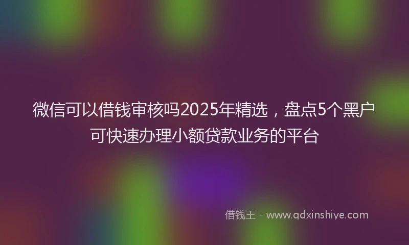 微信可以借钱审核吗2025年精选，盘点5个黑户可快速办理小额贷款业务的平台
