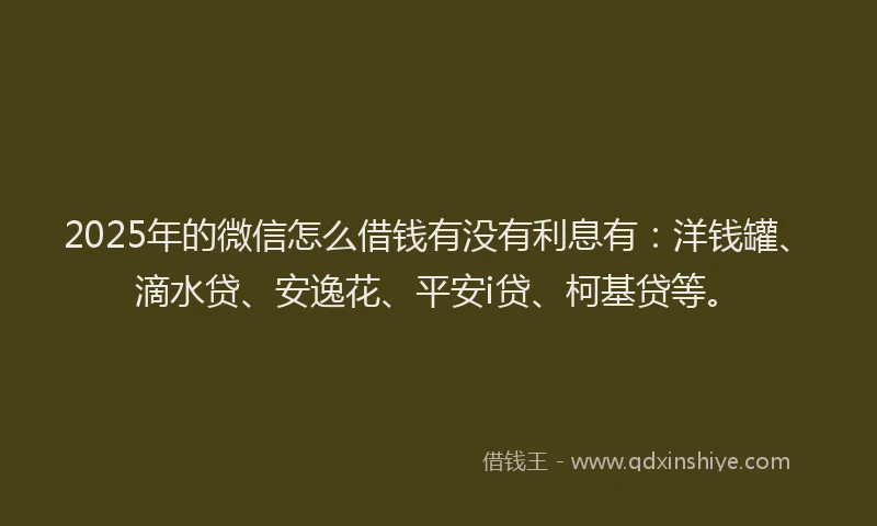 2025年的微信怎么借钱有没有利息有：洋钱罐、滴水贷、安逸花、平安i贷、柯基贷等。