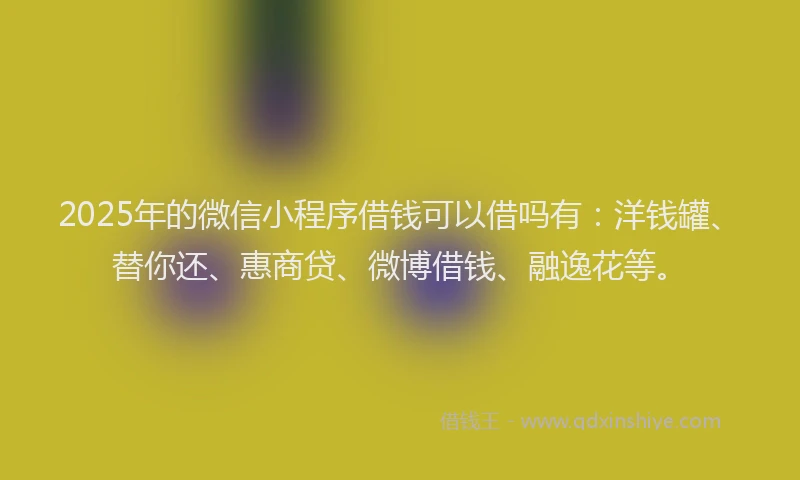 2025年的微信小程序借钱可以借吗有：洋钱罐、替你还、惠商贷、微博借钱、融逸花等。