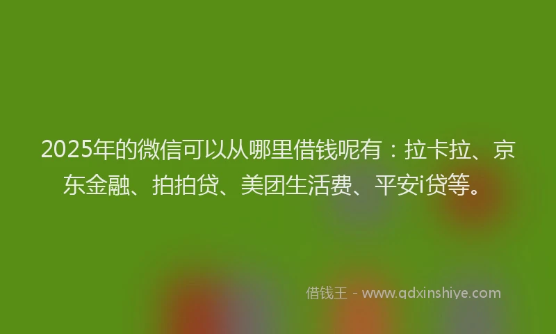 2025年的微信可以从哪里借钱呢有：拉卡拉、京东金融、拍拍贷、美团生活费、平安i贷等。