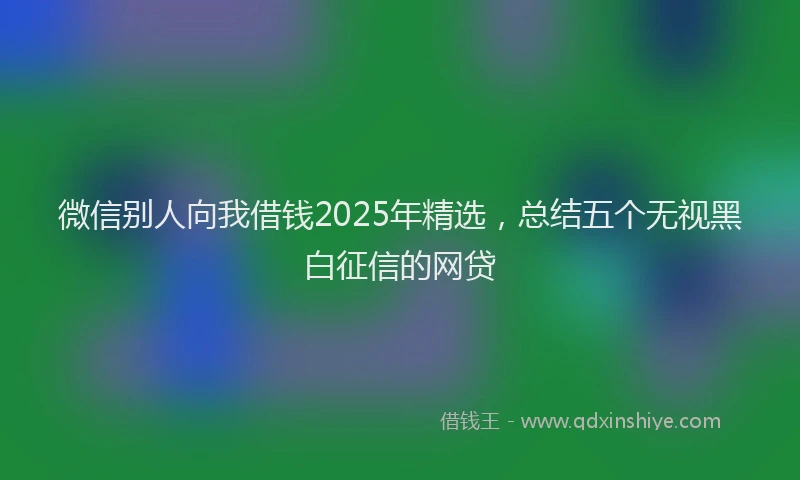 微信别人向我借钱2025年精选，总结五个无视黑白征信的网贷