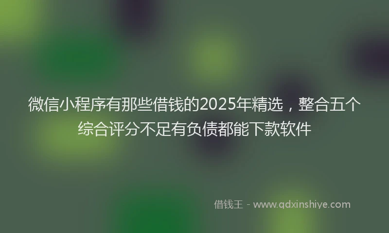微信小程序有那些借钱的2025年精选，整合五个综合评分不足有负债都能下款软件