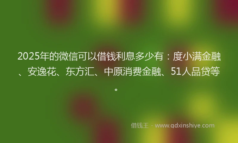 2025年的微信可以借钱利息多少有：度小满金融、安逸花、东方汇、中原消费金融、51人品贷等。