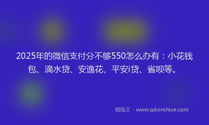 2025年的微信支付分不够550怎么办有：小花钱包、滴水贷、安逸花、平安i贷、省呗等。